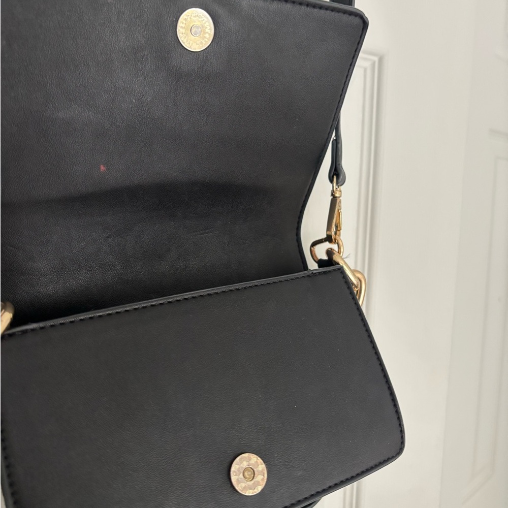 Madison West Black Crossbody Bag with Gold Accents